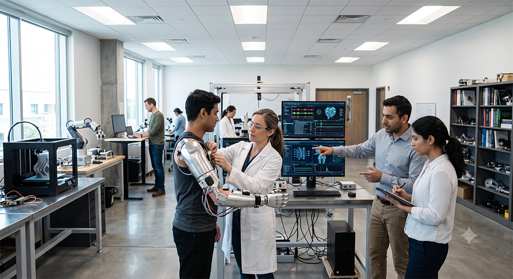 A modern, well-lit university research laboratory